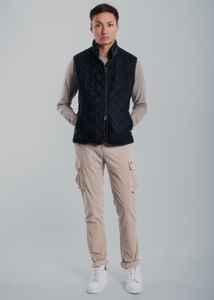 THEO QUILTED WOOL VEST - Navy