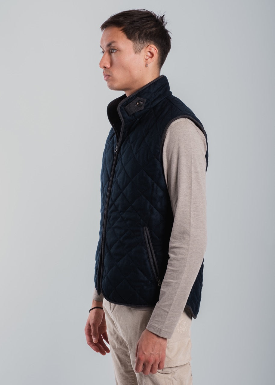 THEO QUILTED WOOL VEST - Navy