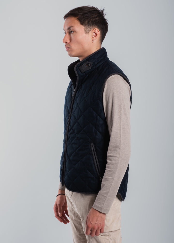 THEO QUILTED WOOL VEST - Navy