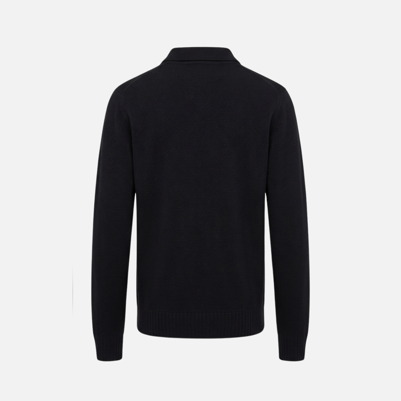 FULL-ZIP CARDIGAN POLO - BLACK