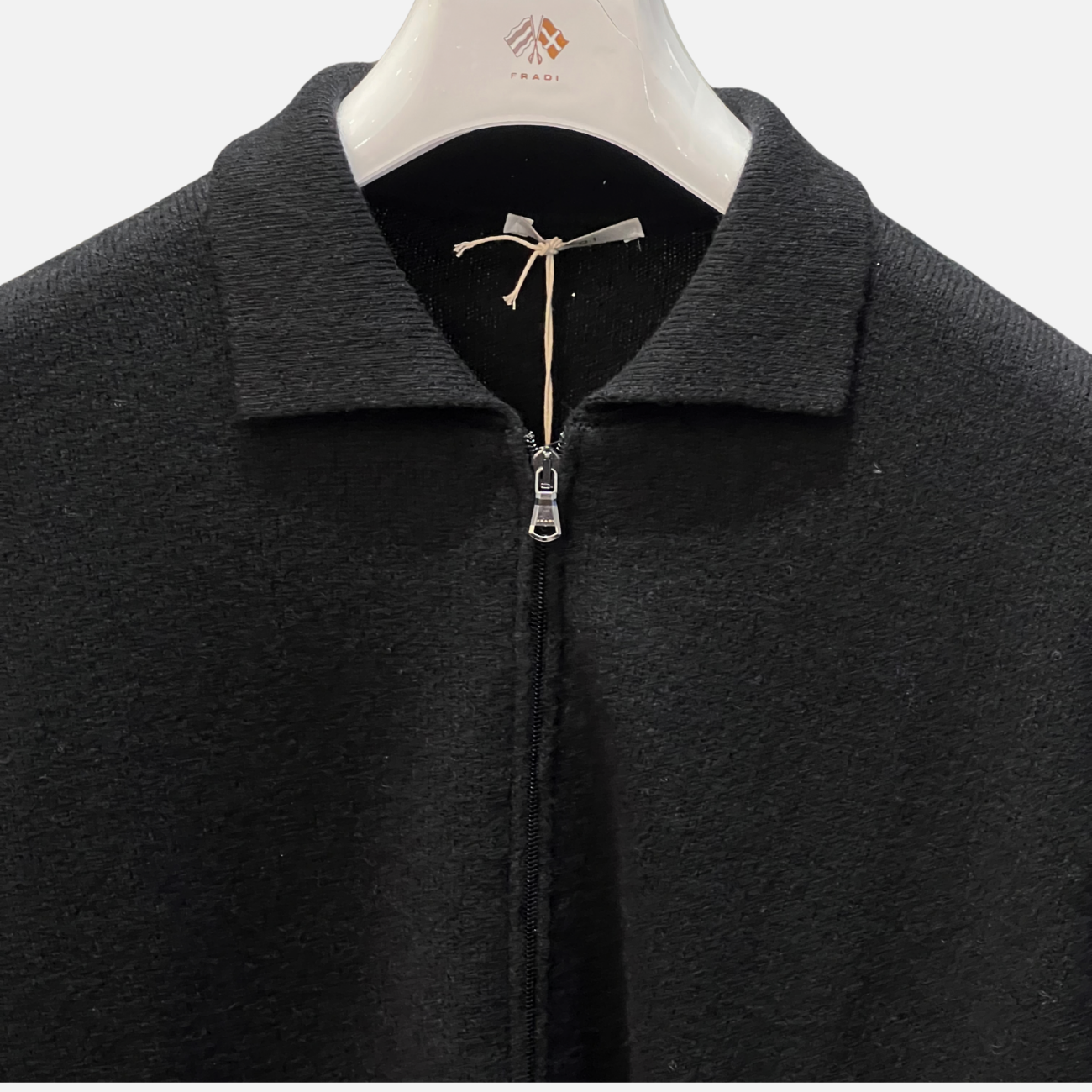 FULL-ZIP CARDIGAN POLO - BLACK