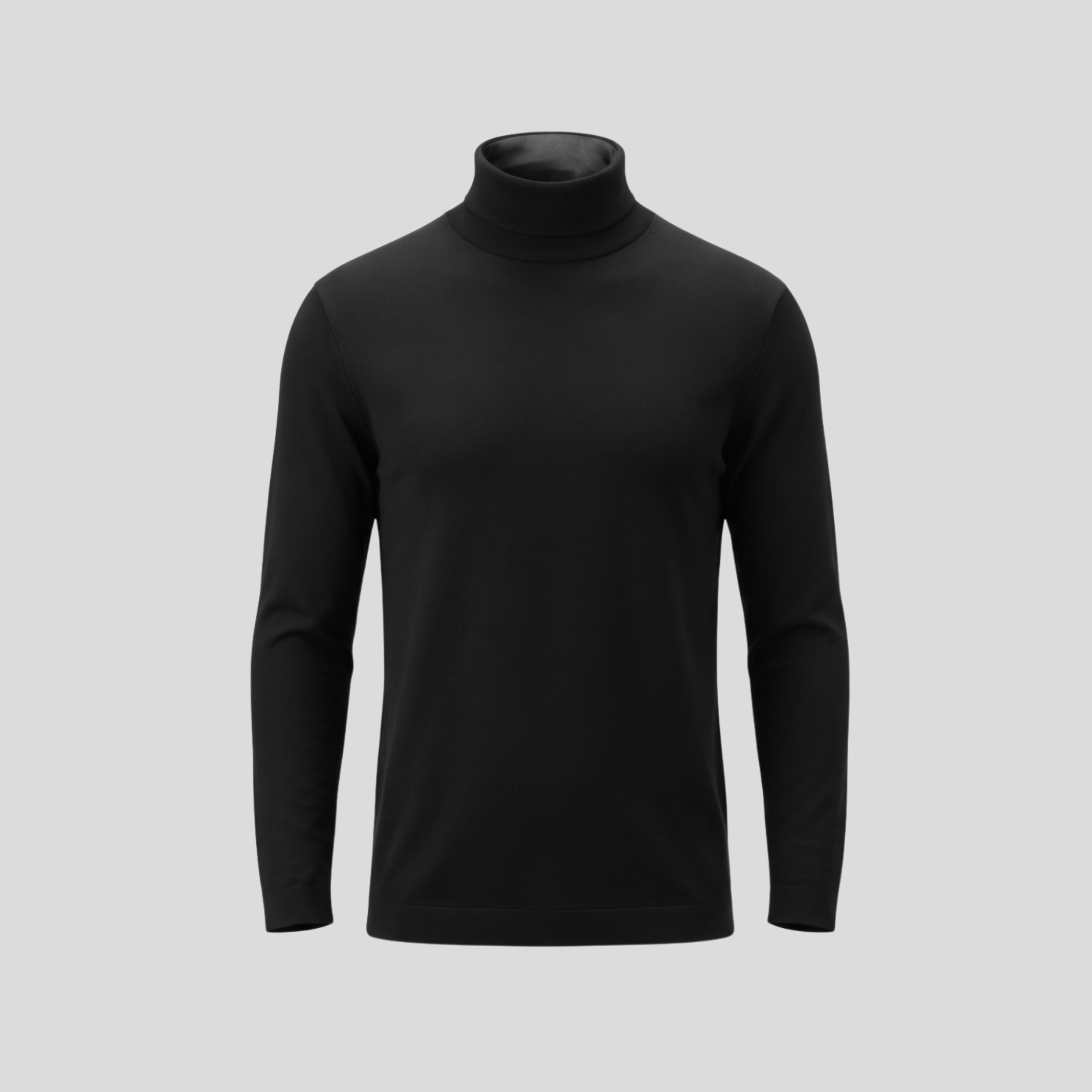 WOOL TURTLE-NECK SWEATER - BLACK