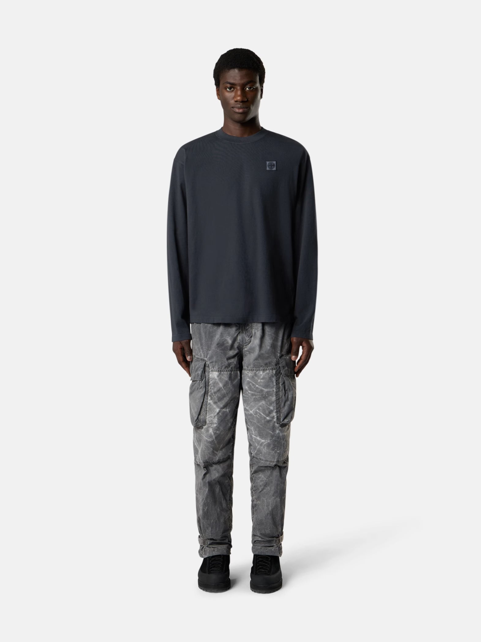 ORGANIC COTTON JERSEY LONG-SLEEVE T-SHIRT - NAVY