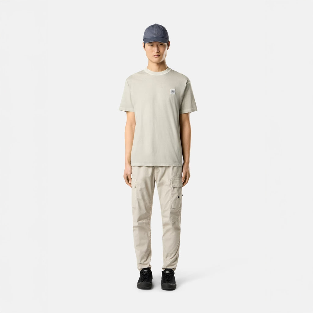 ORGANIC COTTON JERSEY 'FISSATO' EFFECT  T-SHIRT - PEARL GREY