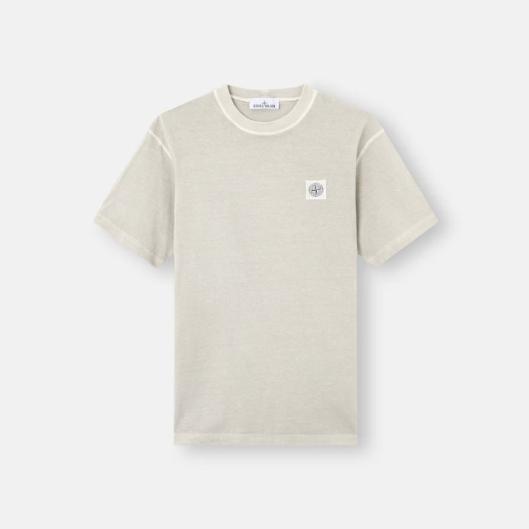 ORGANIC COTTON JERSEY 'FISSATO' EFFECT  T-SHIRT - PEARL GREY