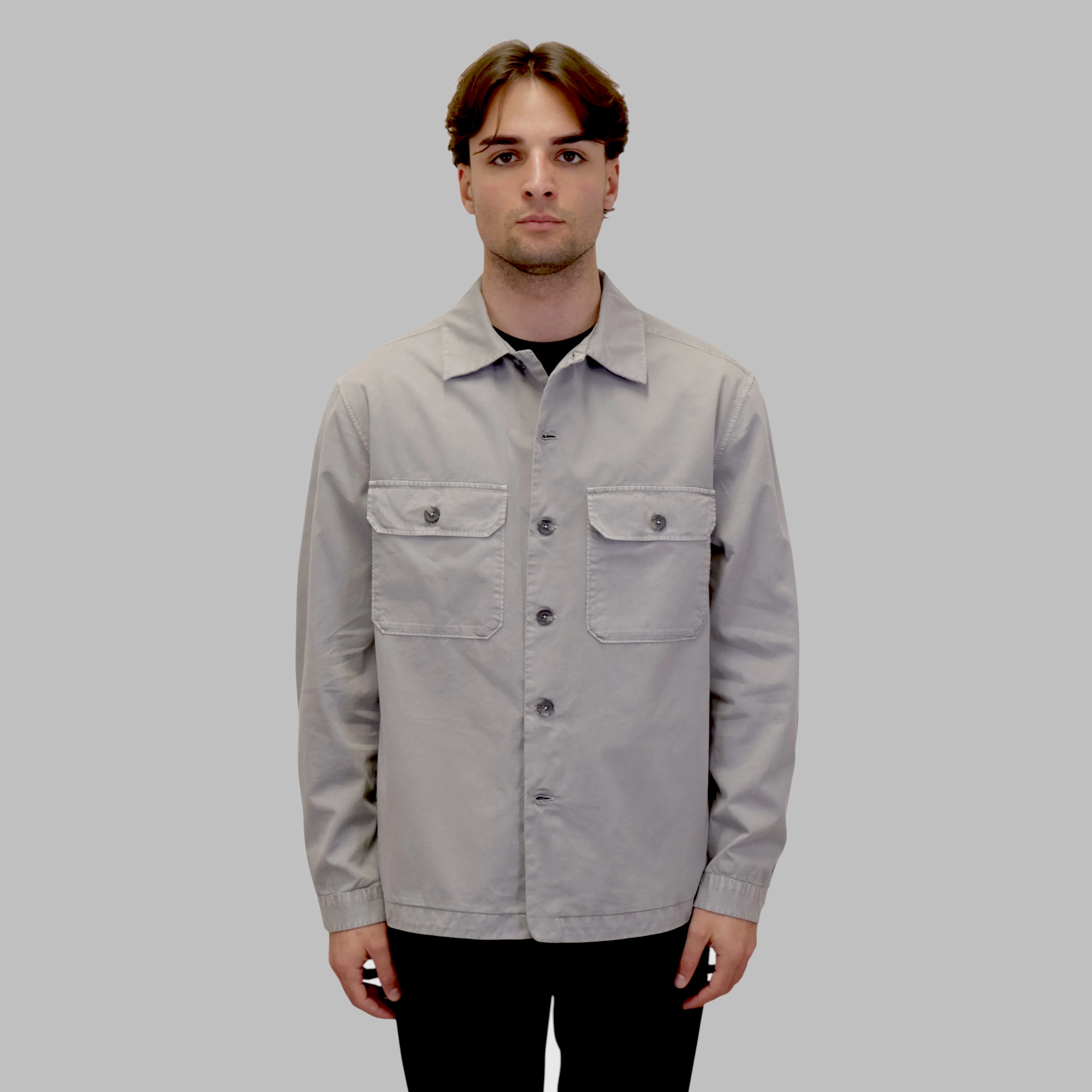 XACUS PURE COTTON OVERSHIRT - GREY