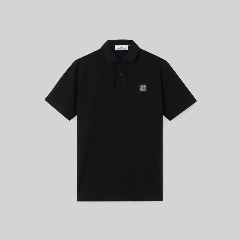 ORGANIC COTTON PIQUÉ SHORT-SLEEVE POLO - BLACK
