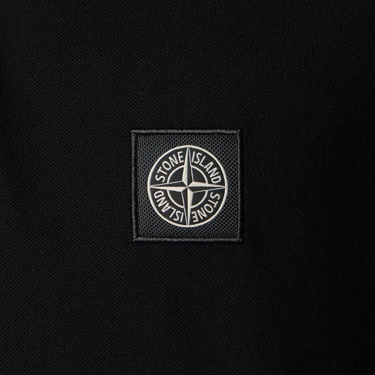 ORGANIC COTTON PIQUÉ SHORT-SLEEVE POLO - BLACK