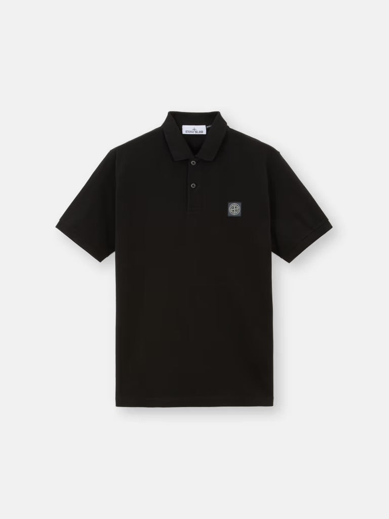 Short-sleeve polo shirt with Compass patch - Black