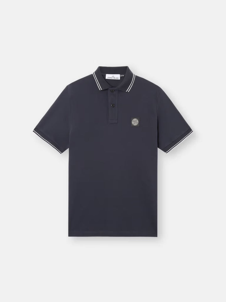 Slim fit polo shirt with Compass patch- DARK BLUE