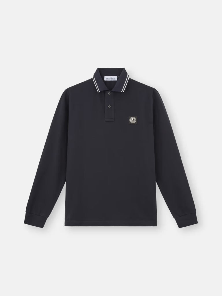 Slim fit long sleeve polo shirt - Navy