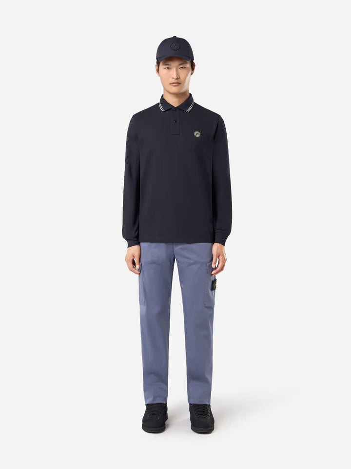 Slim fit long sleeve polo shirt - Navy