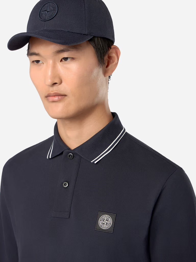 Slim fit long sleeve polo shirt - Navy
