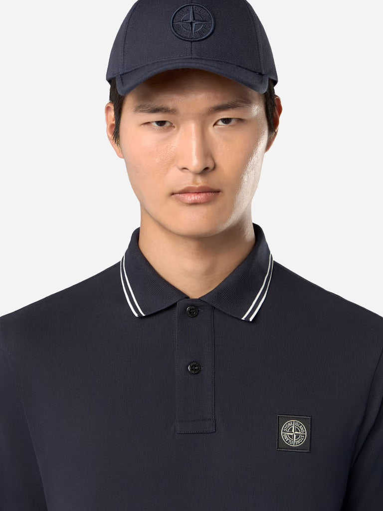 Slim fit long sleeve polo shirt - Navy