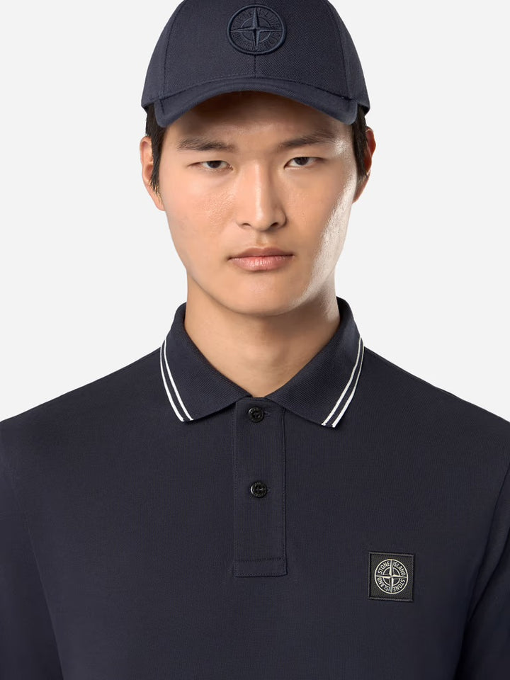 Slim fit long sleeve polo shirt - Navy