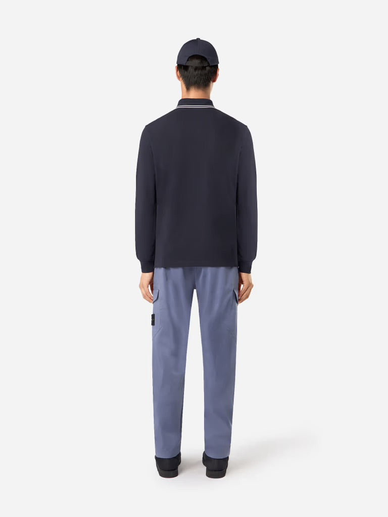 Slim fit long sleeve polo shirt - Navy