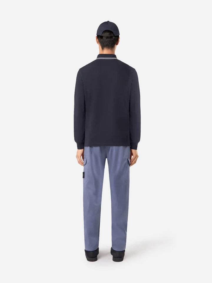 Slim fit long sleeve polo shirt - Navy