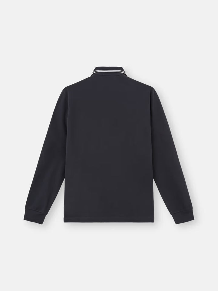 Slim fit long sleeve polo shirt - Navy