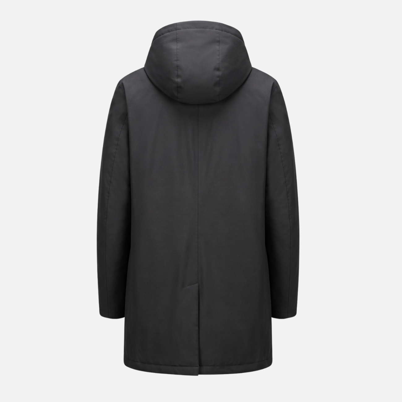 REAL DOWN HOODED TRENCH COAT - BLACK