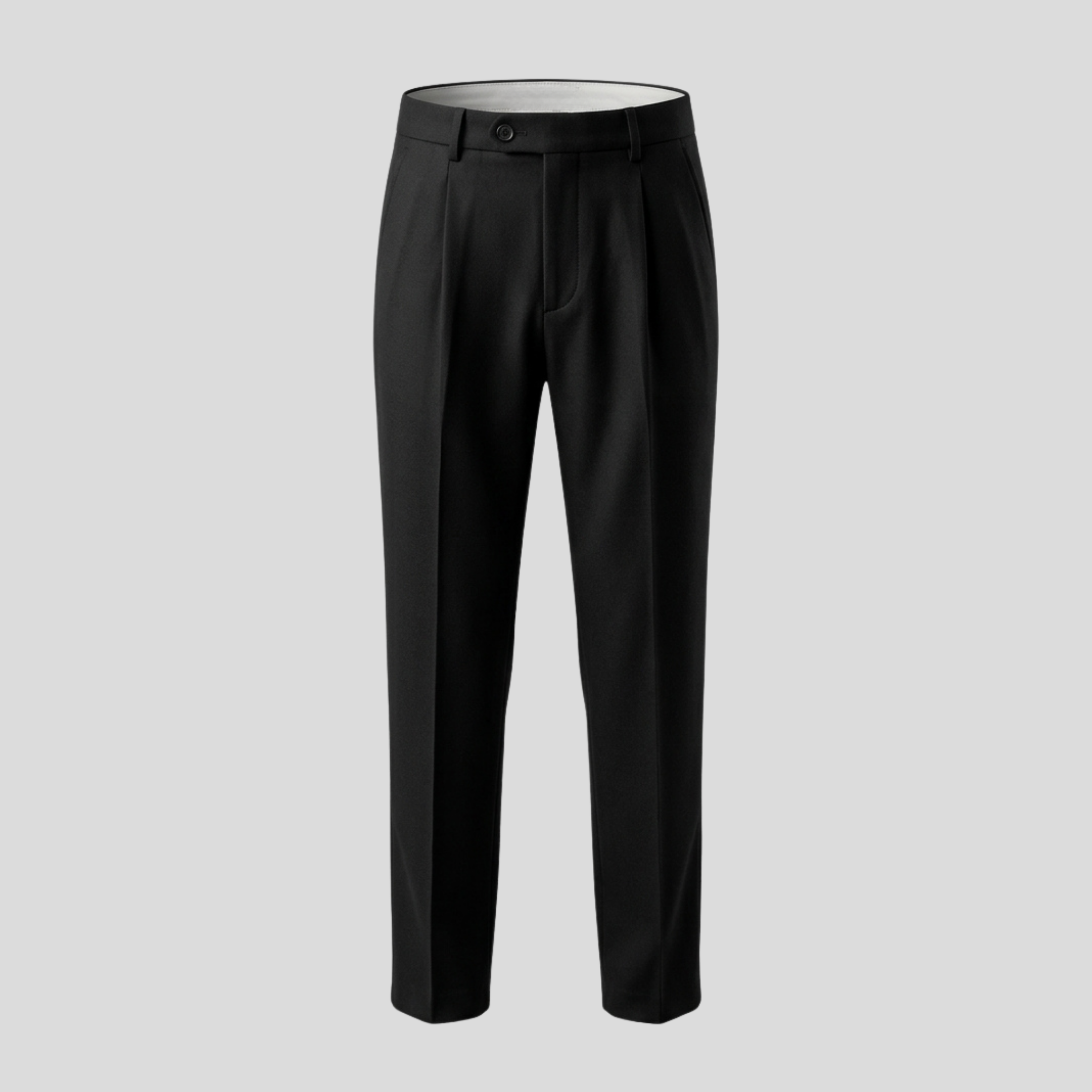 WOOL PLEATED TROUSERS - BLACK