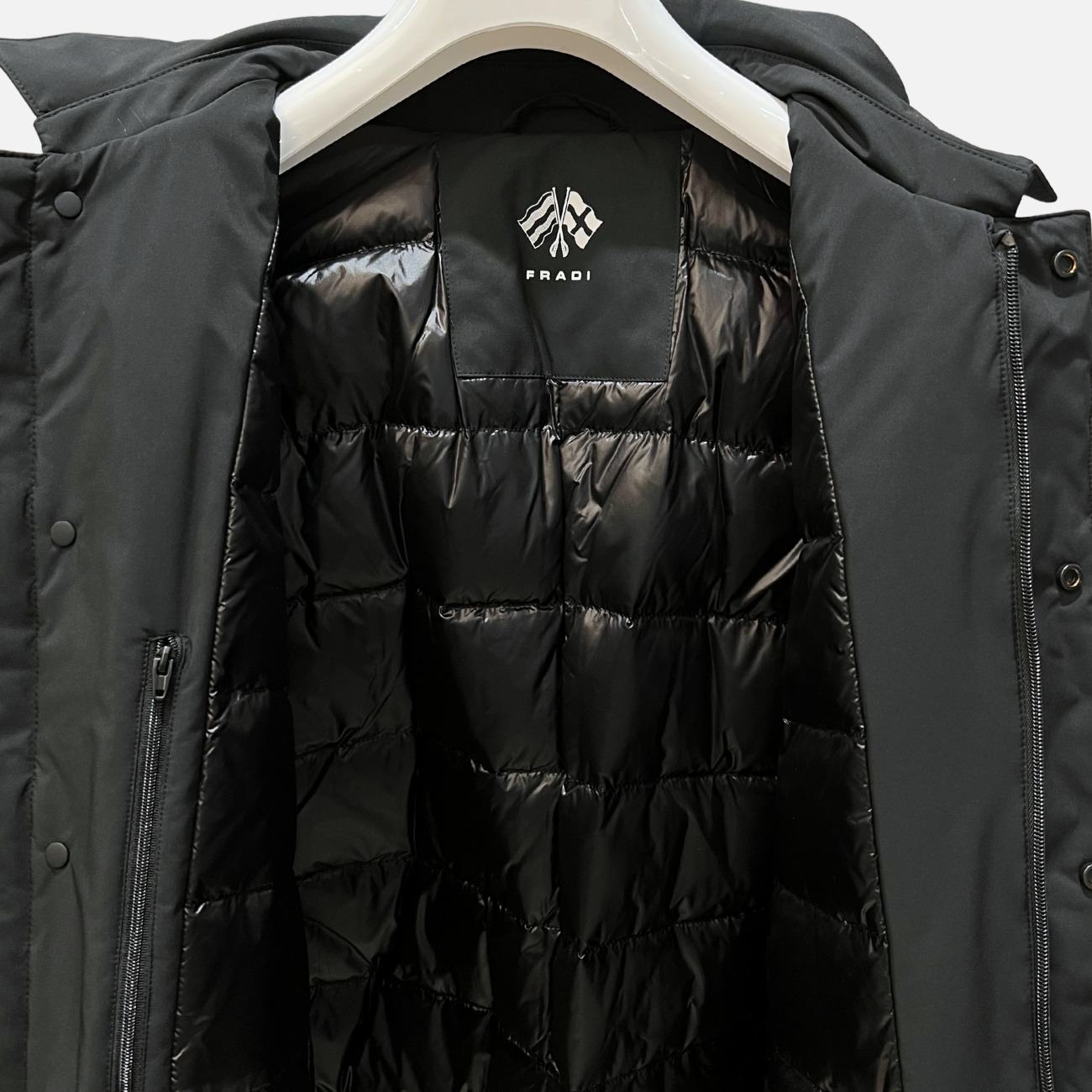 REAL DOWN HOODED TRENCH COAT - BLACK