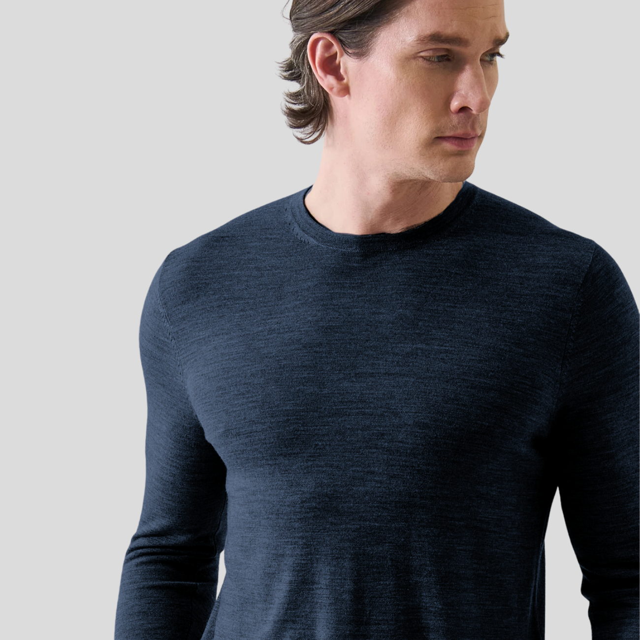 EXTRA FINE MERINO WOOL CREWNECK - MIDNIGHT