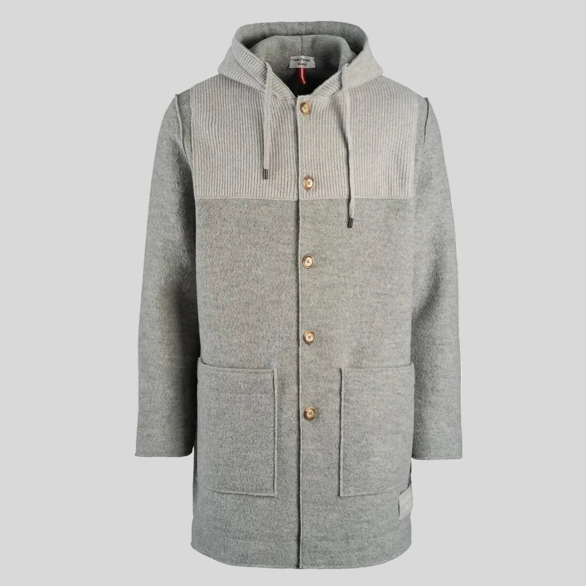 GREY MERINO WOOL DUFFLE COAT - GREY