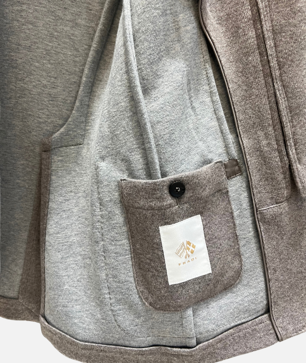 WOOL BLEND HOODED BLAZER - MUD