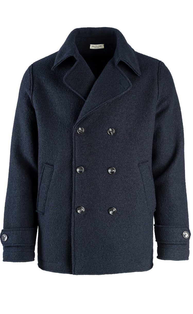 NAVY MERINO WOOL CABAN JACKET