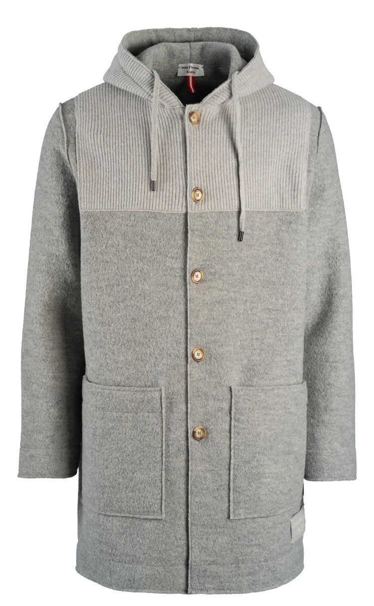 GREY MERINO WOOL DUFFLE COAT