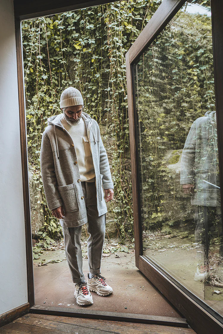 GREY MERINO WOOL DUFFLE COAT