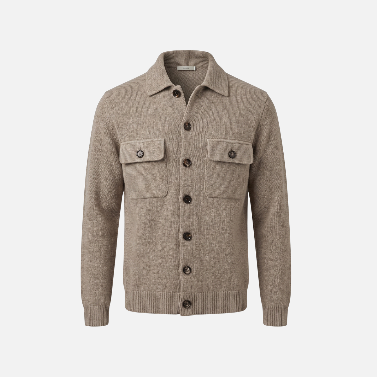 CASHMERE BLEND BUTTON-UP CARDIGAN - MUD