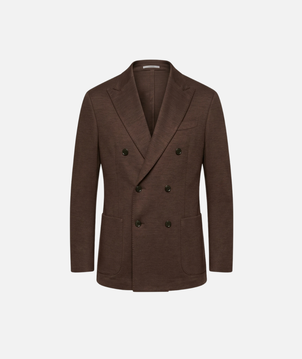 DOUBLE BREASTED VIRGIN WOOL BLAZER - BROWN