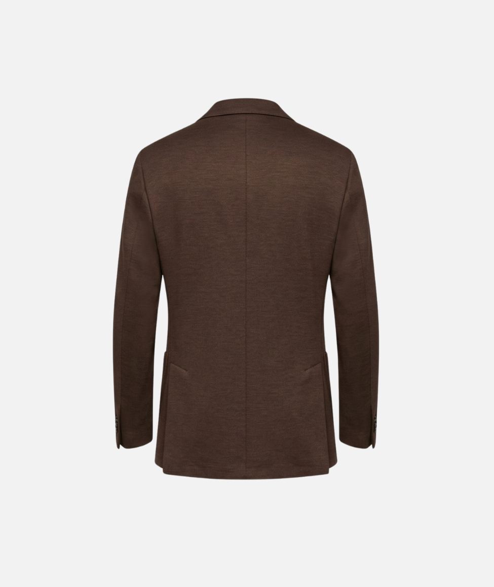 DOUBLE BREASTED VIRGIN WOOL BLAZER - BROWN