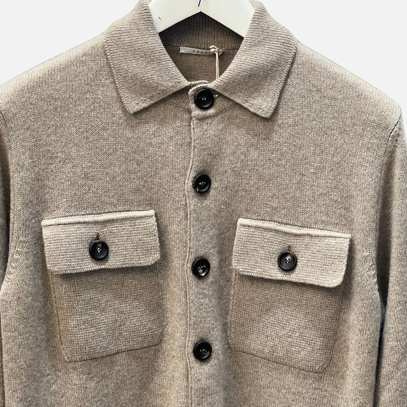CASHMERE BLEND BUTTON-UP CARDIGAN - MUD