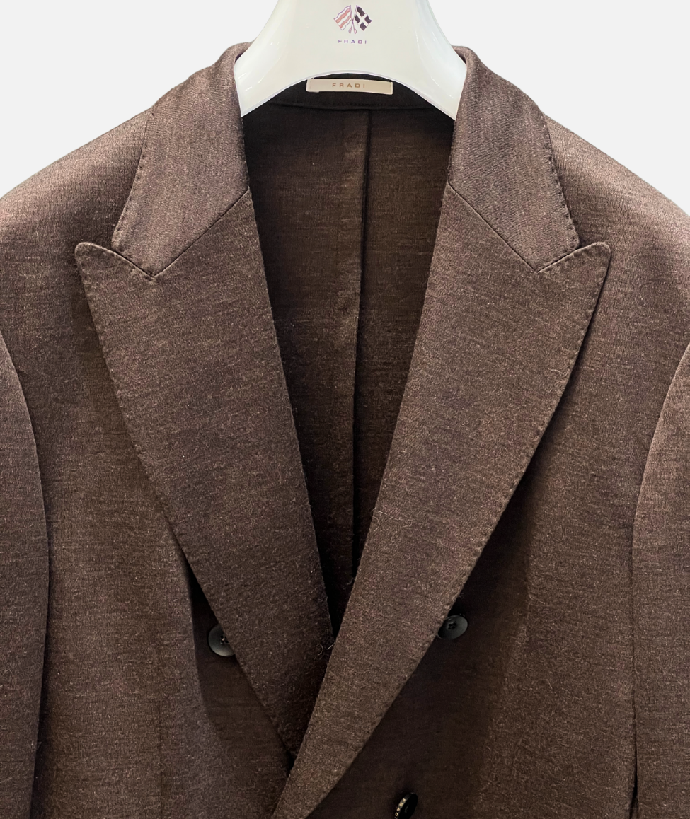 DOUBLE BREASTED VIRGIN WOOL BLAZER - BROWN