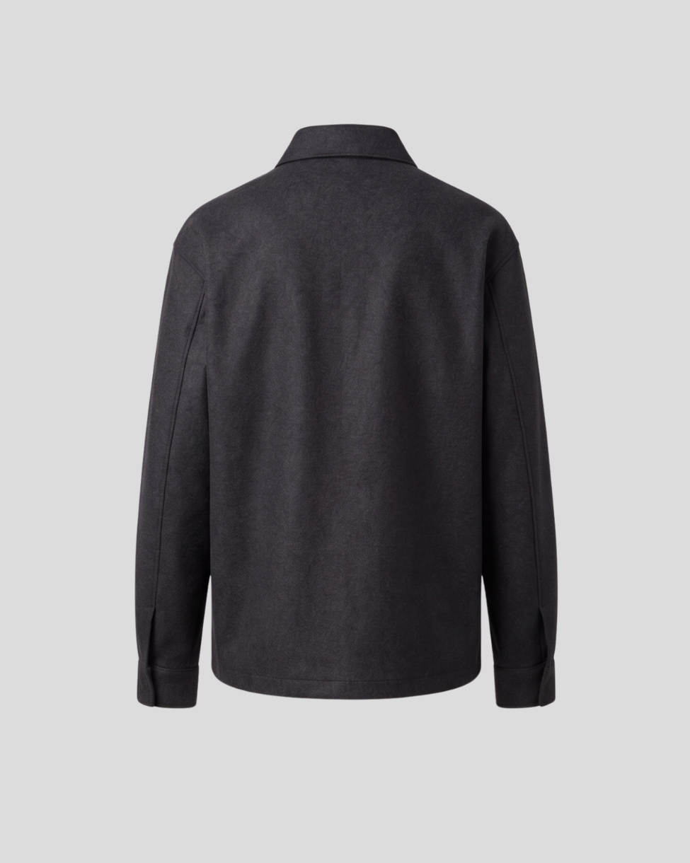 VIRGIN WOOL OVERSHIRT - BLACK