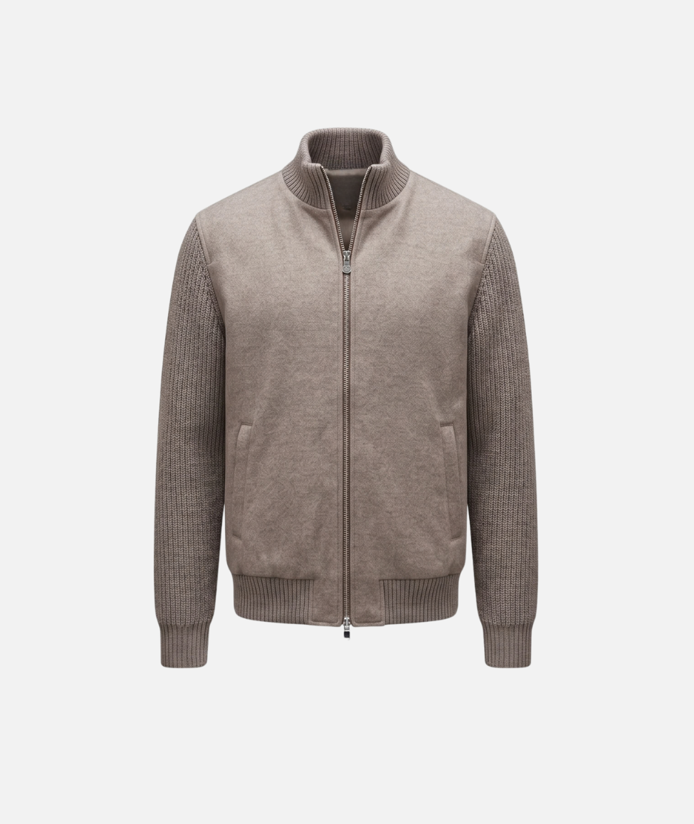 WOOL & LEATHER THERMAL BOMBER - MUD