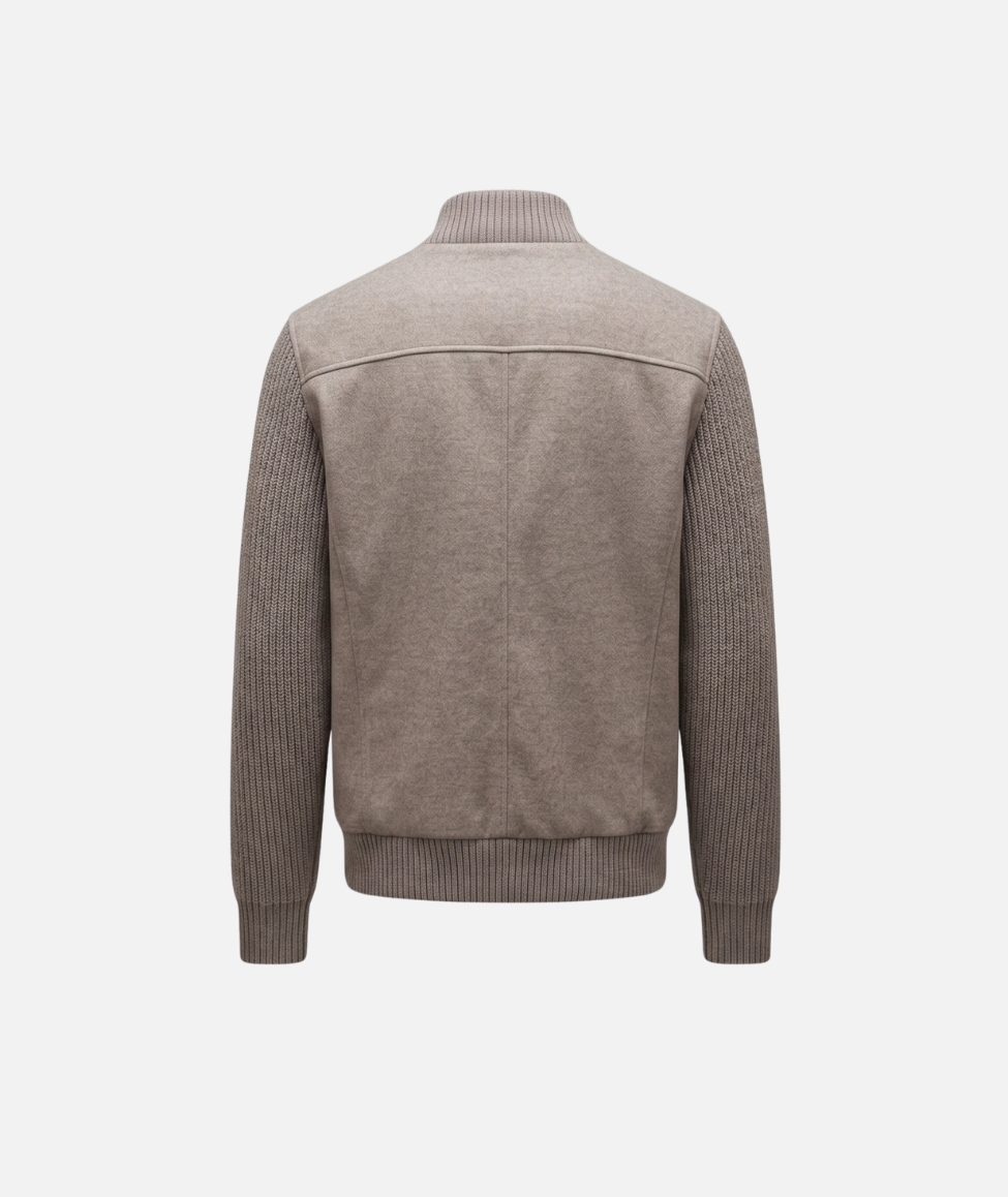 WOOL & LEATHER THERMAL BOMBER - MUD