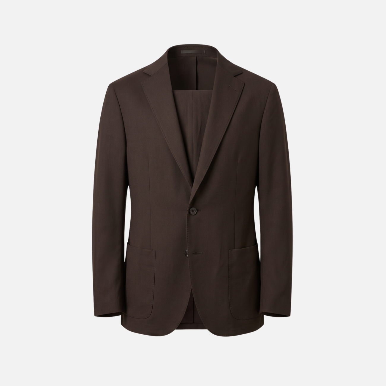 SINGLE BREASTED WOOL SUIT - BROWN