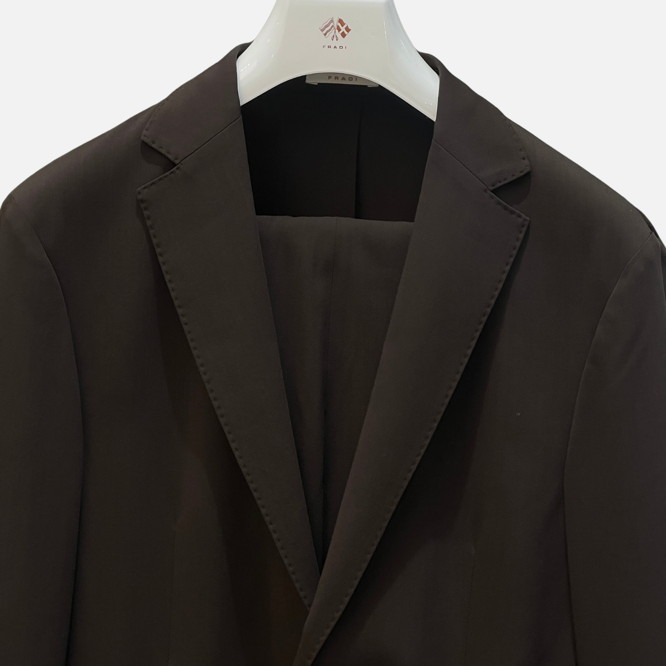 SINGLE BREASTED WOOL SUIT - BROWN