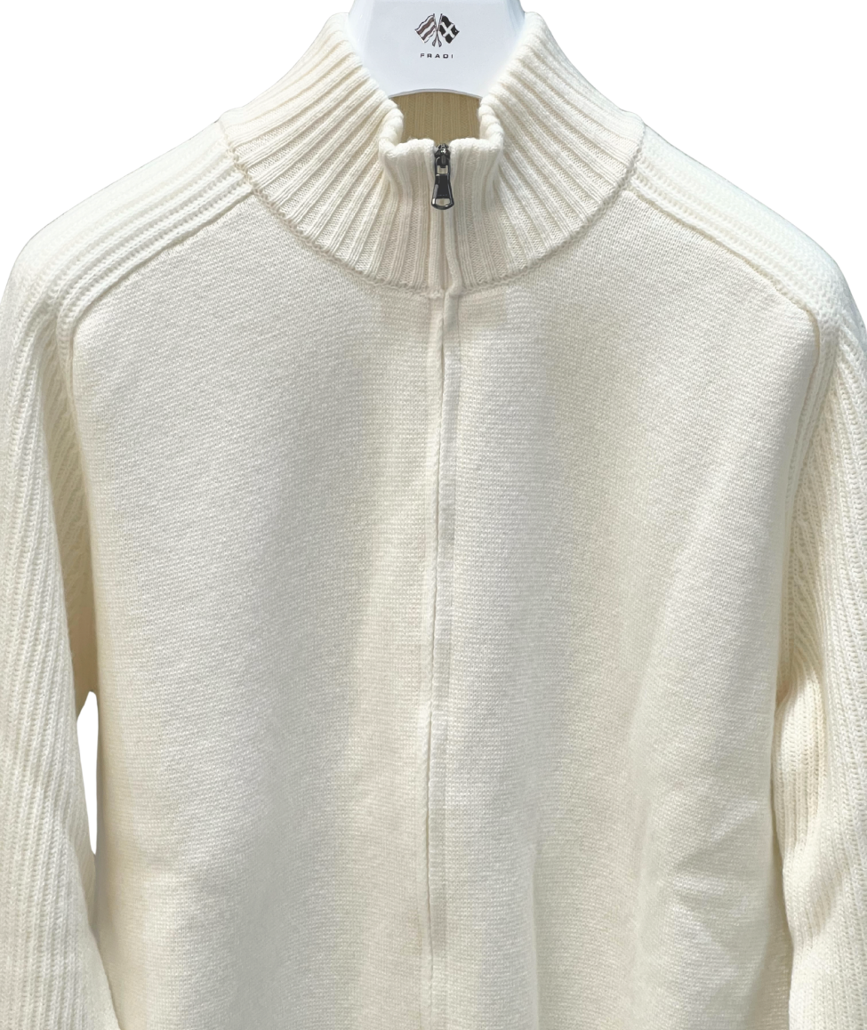 CASHMERE BLEND RIBBED CARDIGAN - MILK