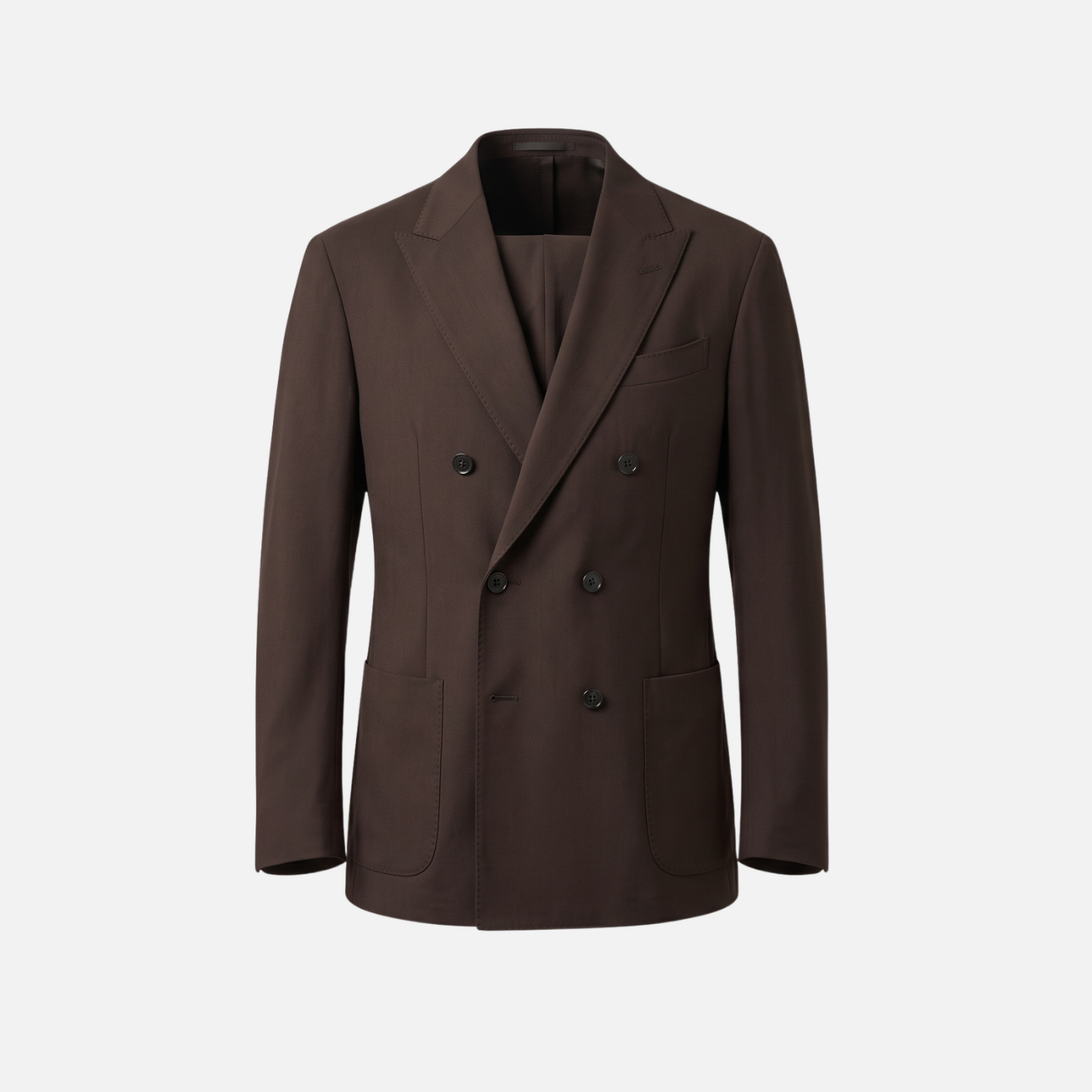 DOUBLE BREASTED WOOL SUIT - BROWN