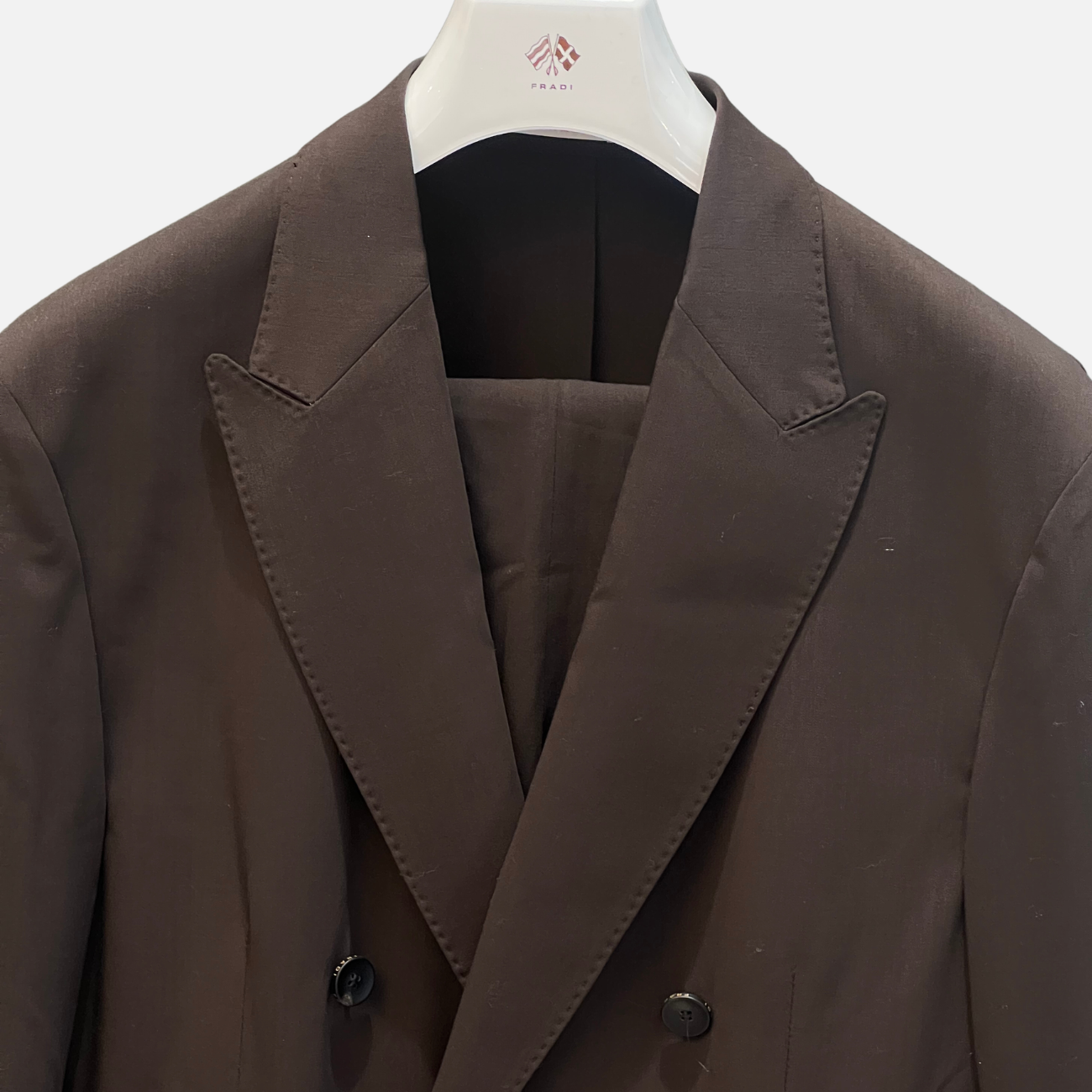DOUBLE BREASTED WOOL SUIT - BROWN