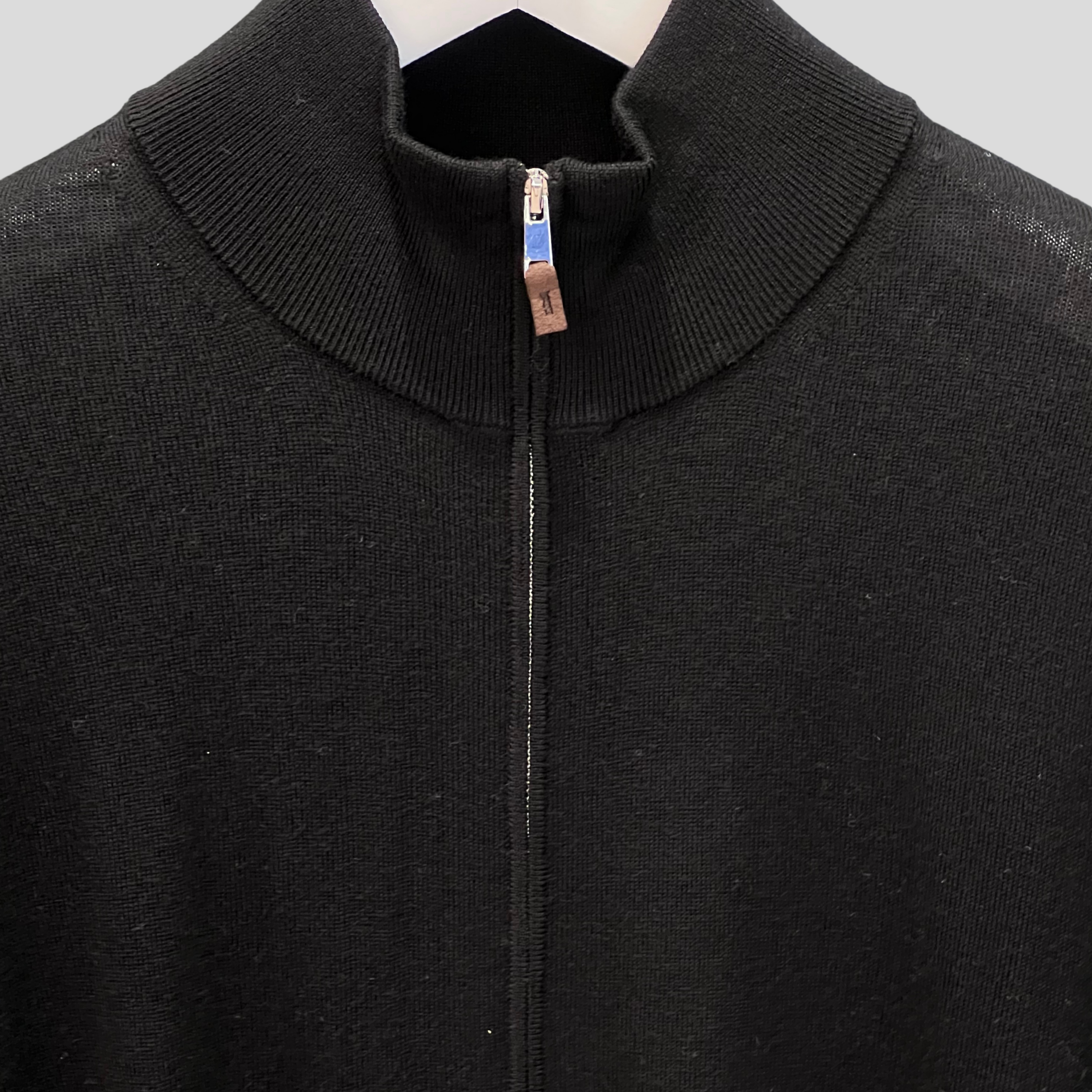 ZIP-UP CARDIGAN SWEATER - BLACK