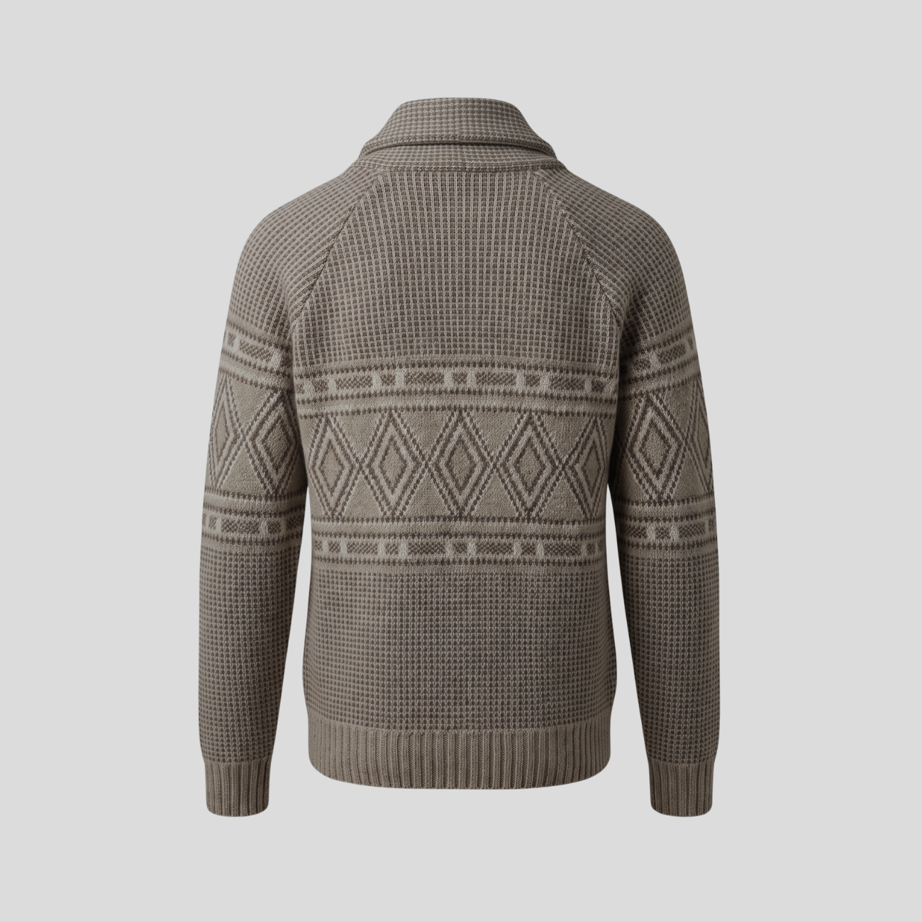BUTTON UP KNIT CARDIGAN - BEIGE PATTERN