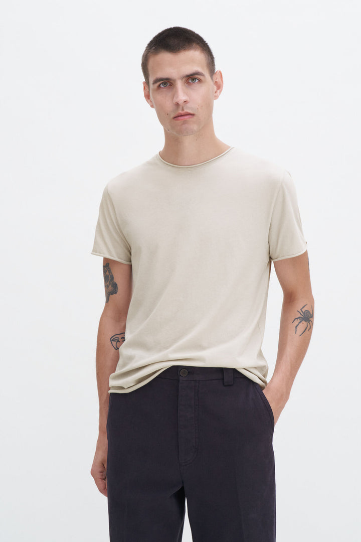 Roll neck tee - Chalk