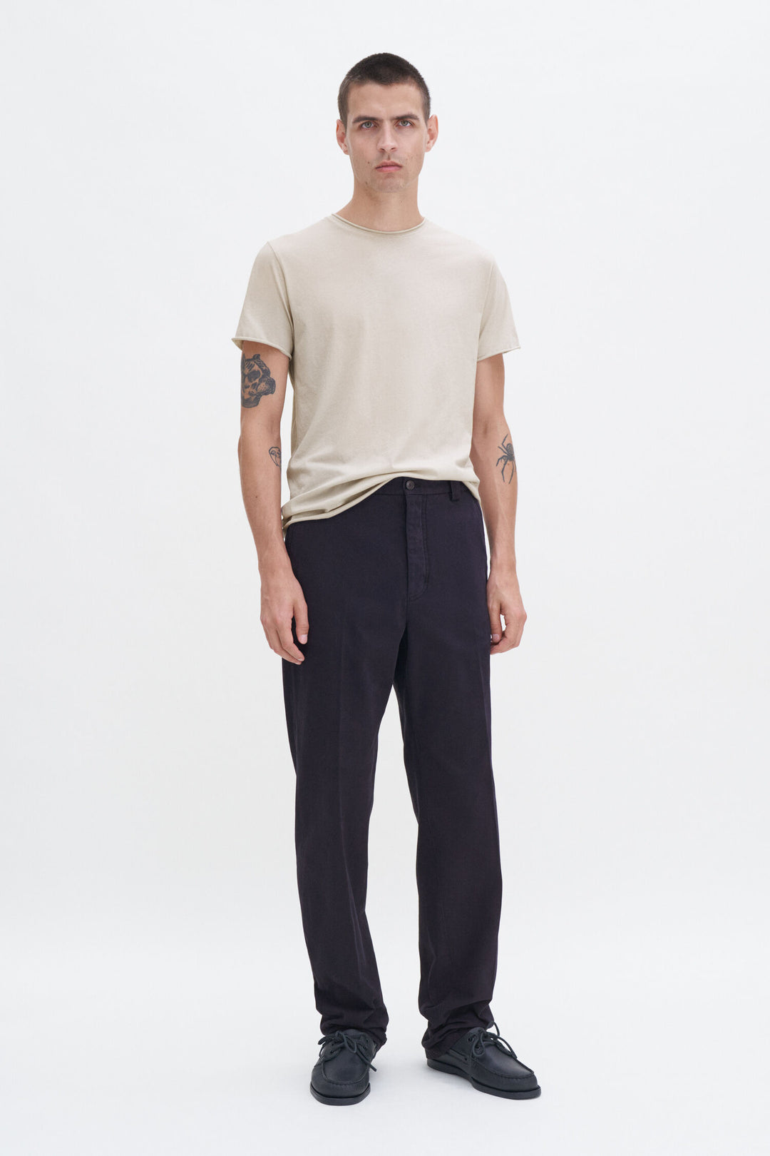 Roll neck tee - Chalk