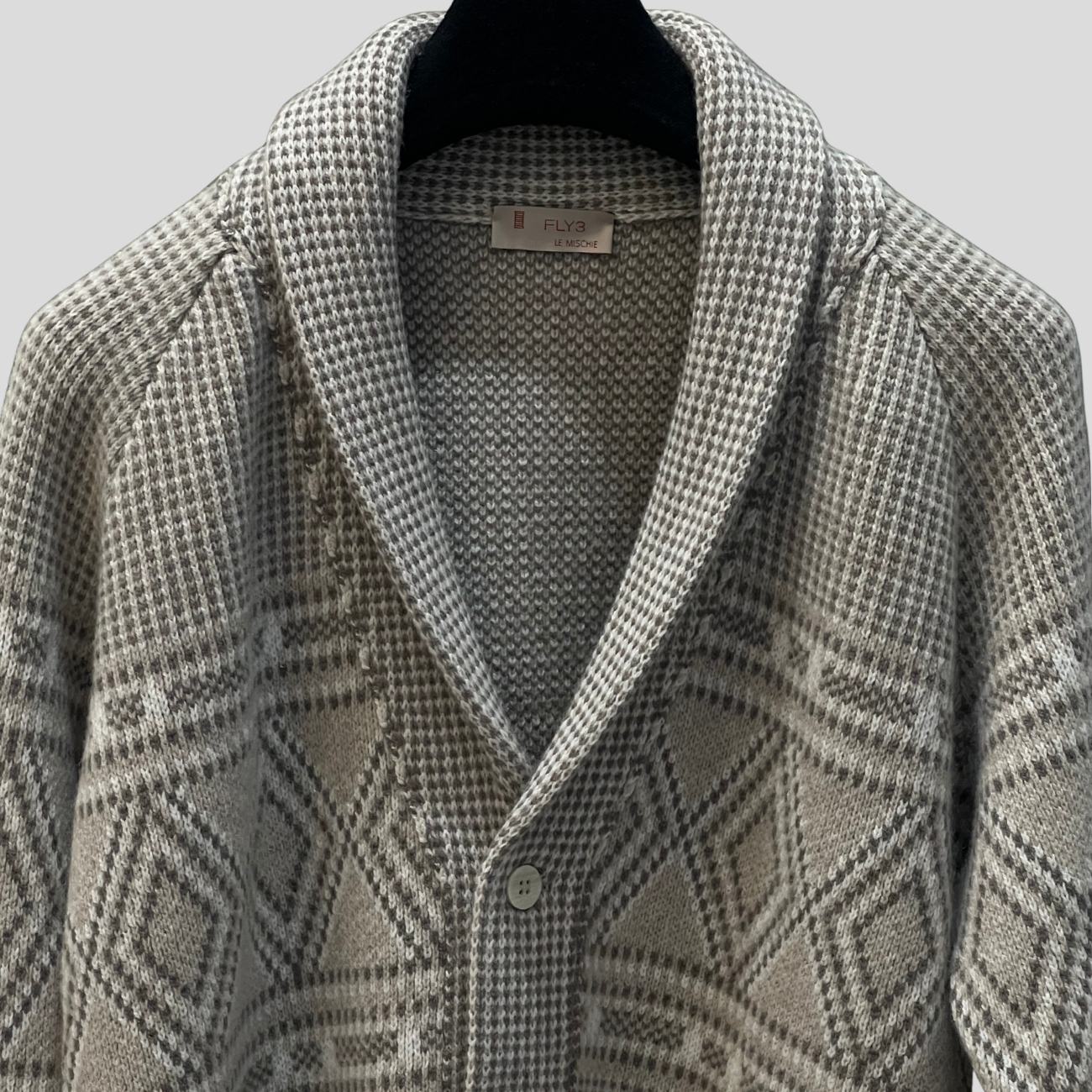 BUTTON UP KNIT CARDIGAN - BEIGE PATTERN