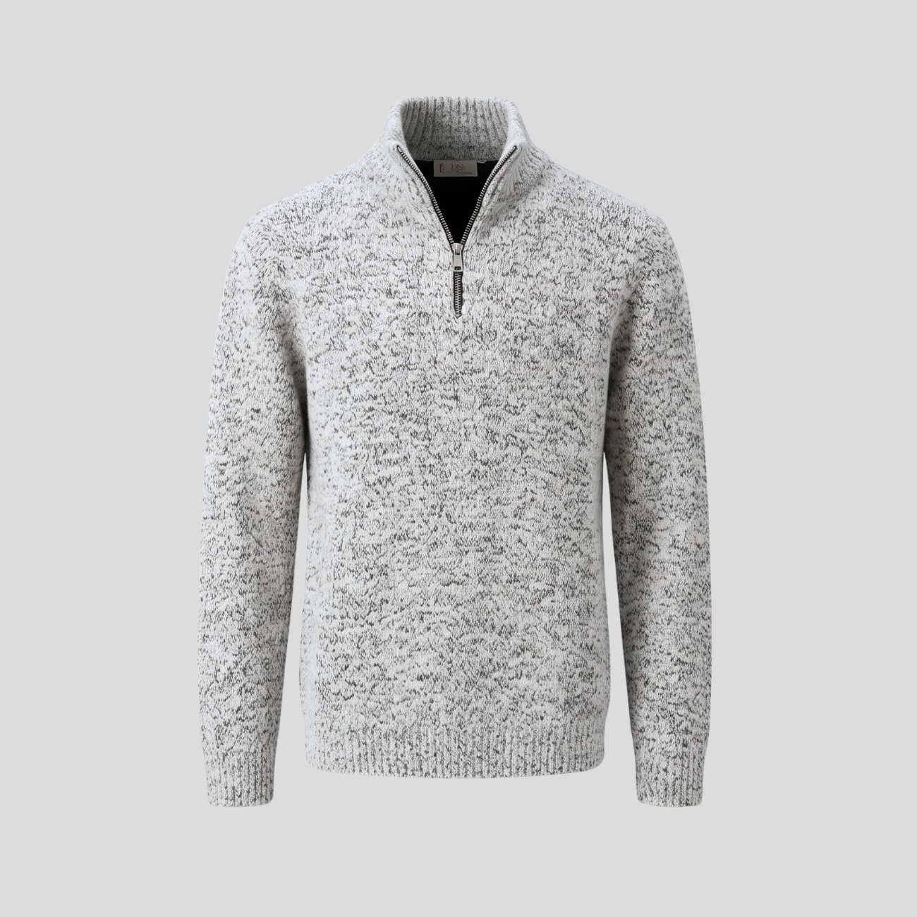 WOOL BLEND QUARTER-ZIP SWEATER - ECRU